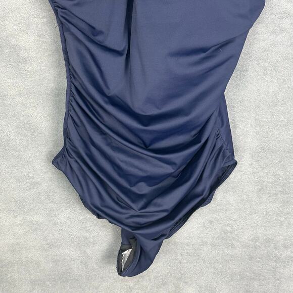 Magic Suit Swimsuit Womens 16 Navy Ruched Removable Pads Adjustable Straps Beach - Picture 3 of 14
